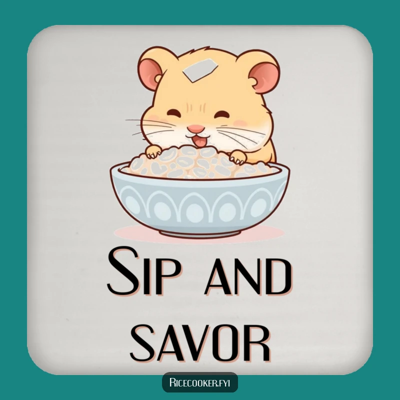 Funny Hamster Rice Bowl Drink Coasters: Protect Surfaces with Culinary Charm!