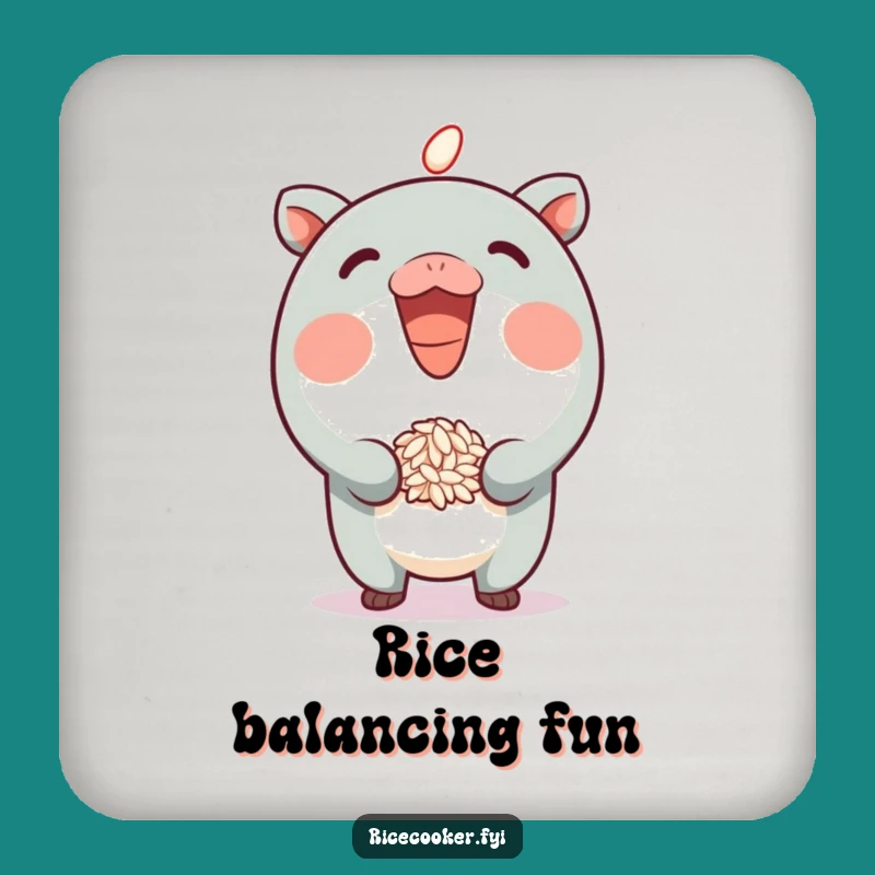 Funny Rice Hopper Coaster - Protect Surfaces with Playful Character, Funny Gift!