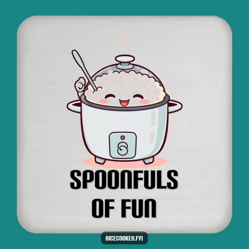 Funny Waving Rice Cooker Coaster, Enthusiastic Spoon Drink Mat, Humorous Home Accent