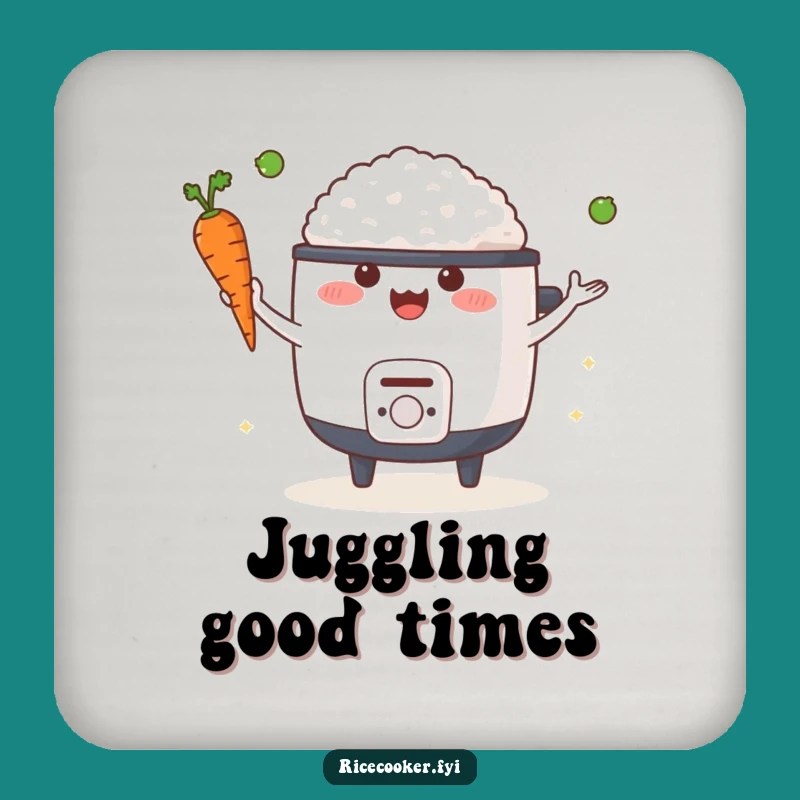 Funny Happy Rice Cooker Drink Coaster: Protect Surfaces with Culinary Skill