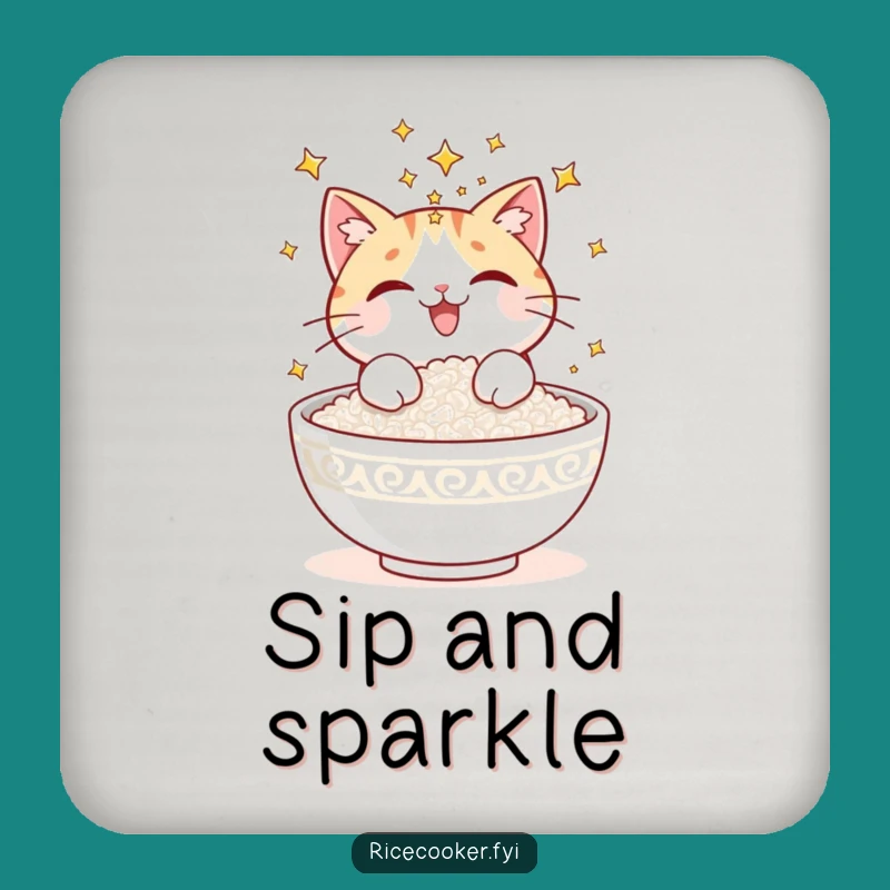 Funny Cat Rice Stars Coasters: Protect Surfaces with Sparkle - A Quirky Funny Gift