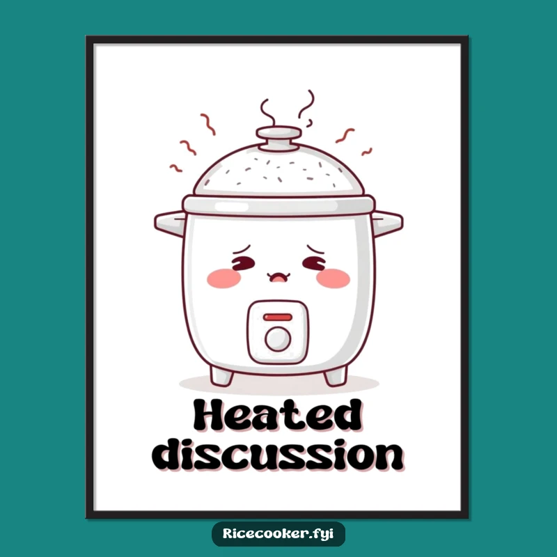 Funny Blushing Rice Cooker Poster: Wall Art of Shyness!