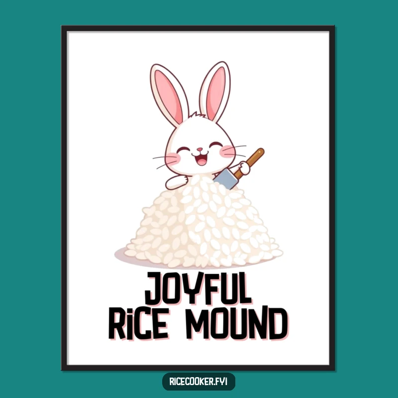 Funny Bunny Rice Carver Poster - Joyful Wall Art for Kitchens and Bakeries