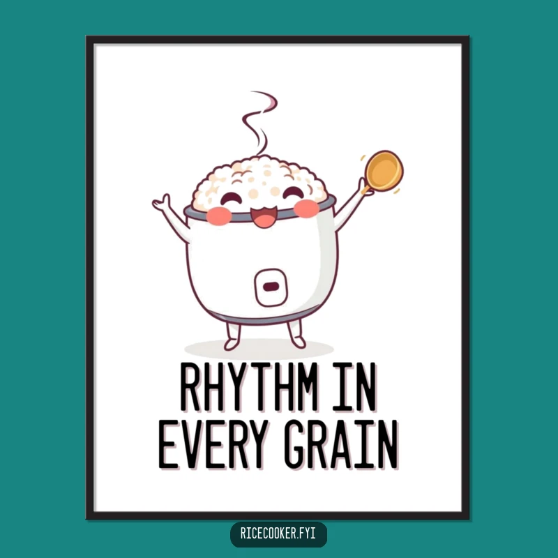 Funny Dancing Rice Cooker Poster - Twirling Ladle Art, Humorous Wall Decor Gift