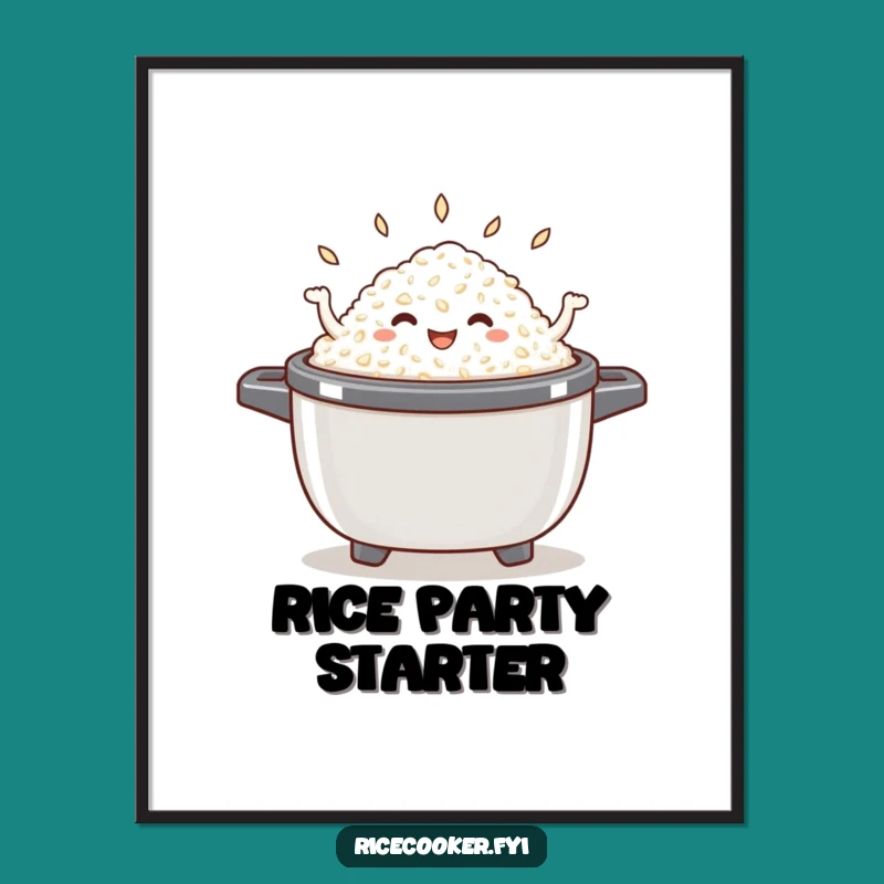Funny Dancing Rice Poster - Whimsical Kitchen Art for Happy Homes