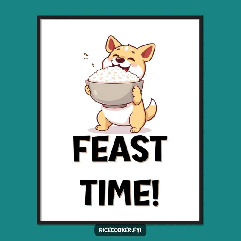 Funny Dog Rice Poster: Hilarious Wall Art for a Foodie's Happy Space
