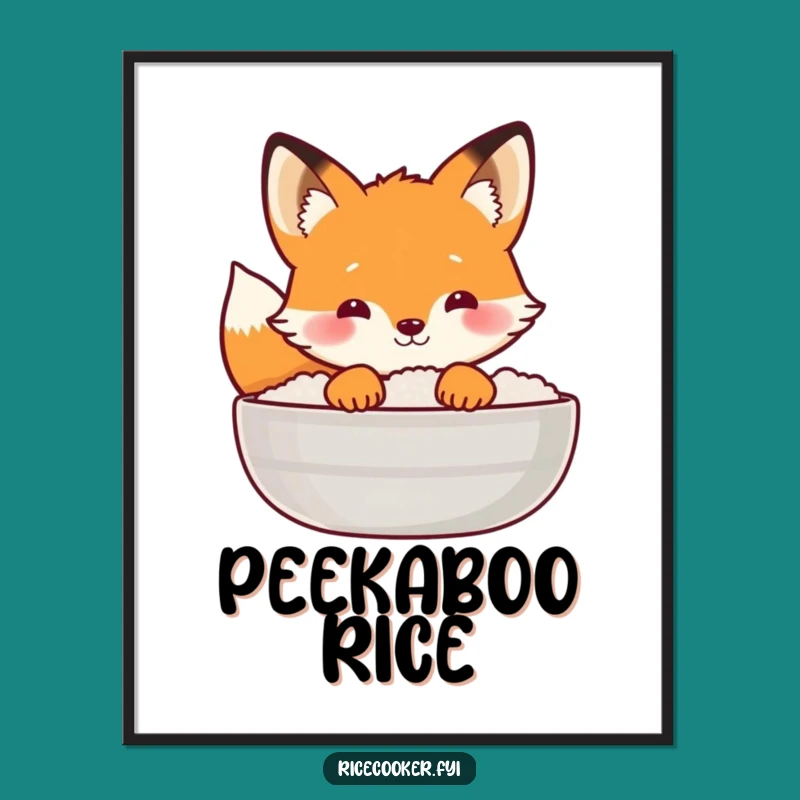Funny Fox Rice Lid Poster: Whimsical Art for the Curious