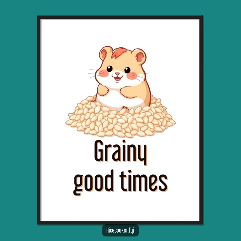 Funny Hamster Rice Poster: Adorable Wall Art for a Humorous and Cozy Funny Gift
