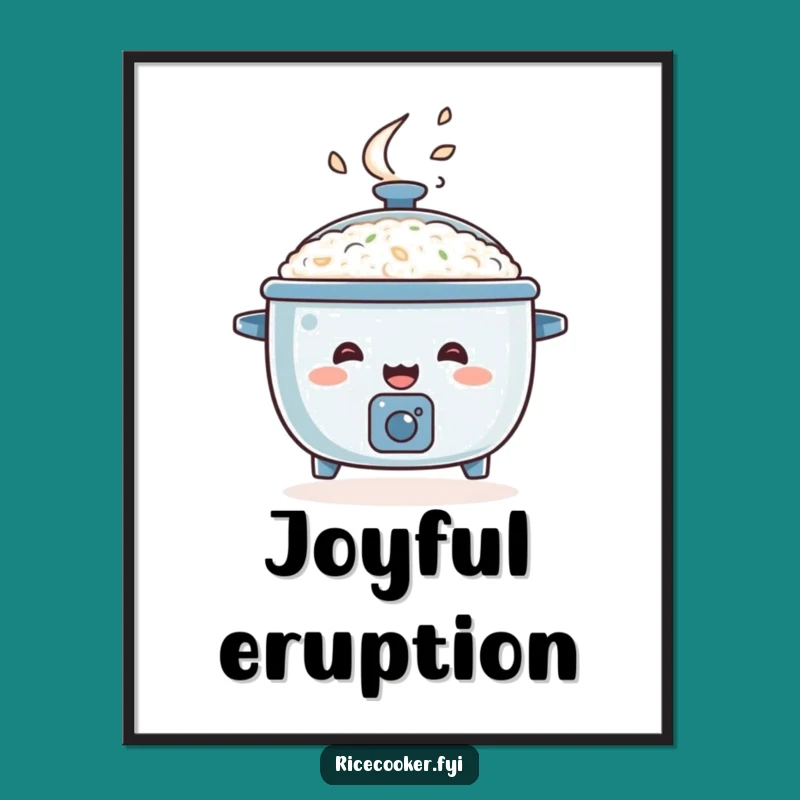 Funny Happy Rice Cooker Poster: Energetic Kitchen Wall Art Gift