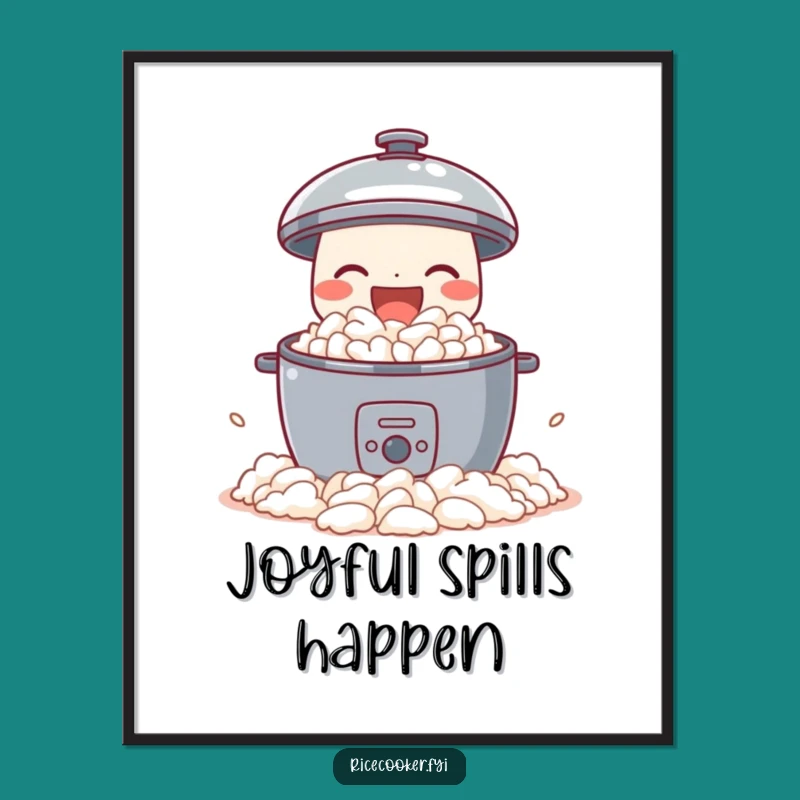 Funny Joyful Rice Cooker Poster - Fluffy Rice Decor, Humorous Wall Art Gift