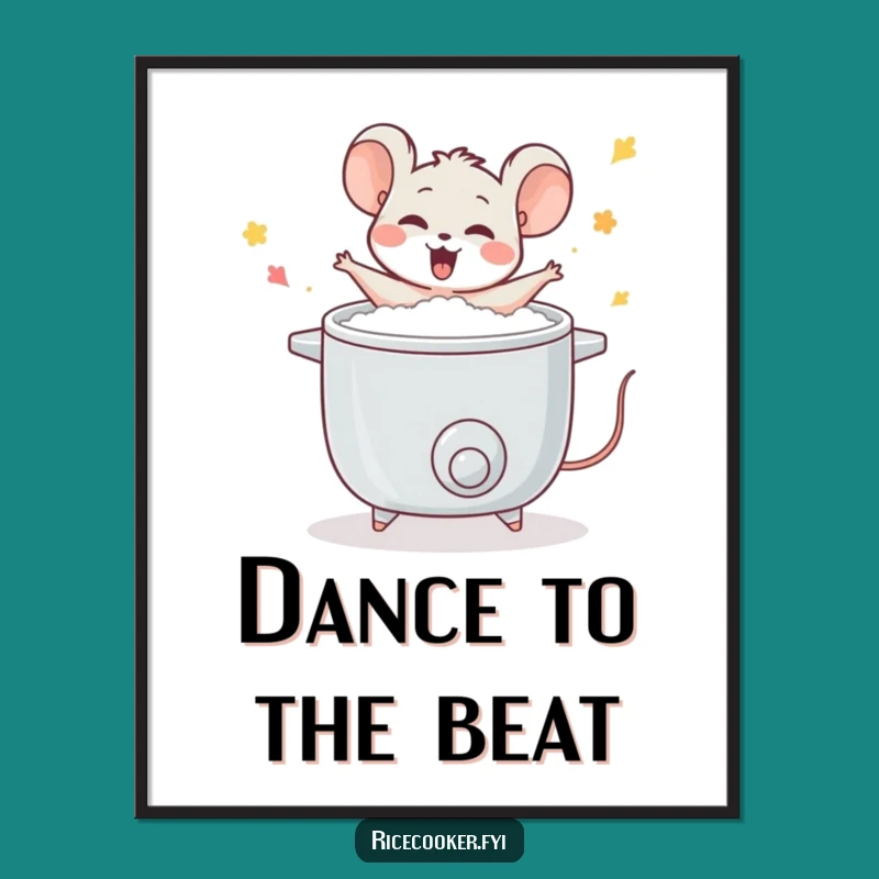 Funny Mouse Rice Cooker Dance Poster: Bring Kitchen Fun to Your Walls!