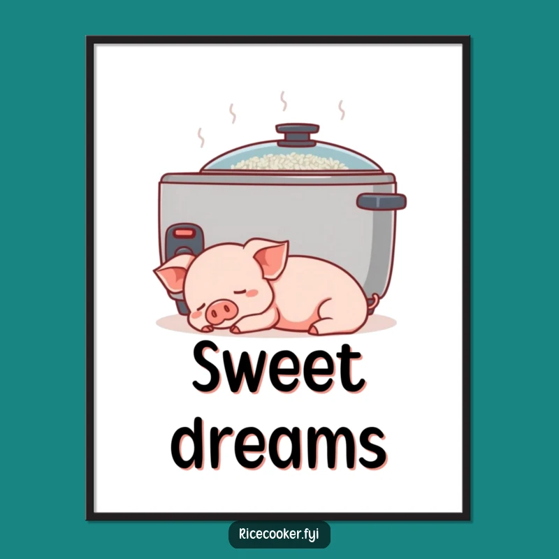 Funny Piglet Rice Cooker Poster: Peaceful Wall Art for a Cozy Space