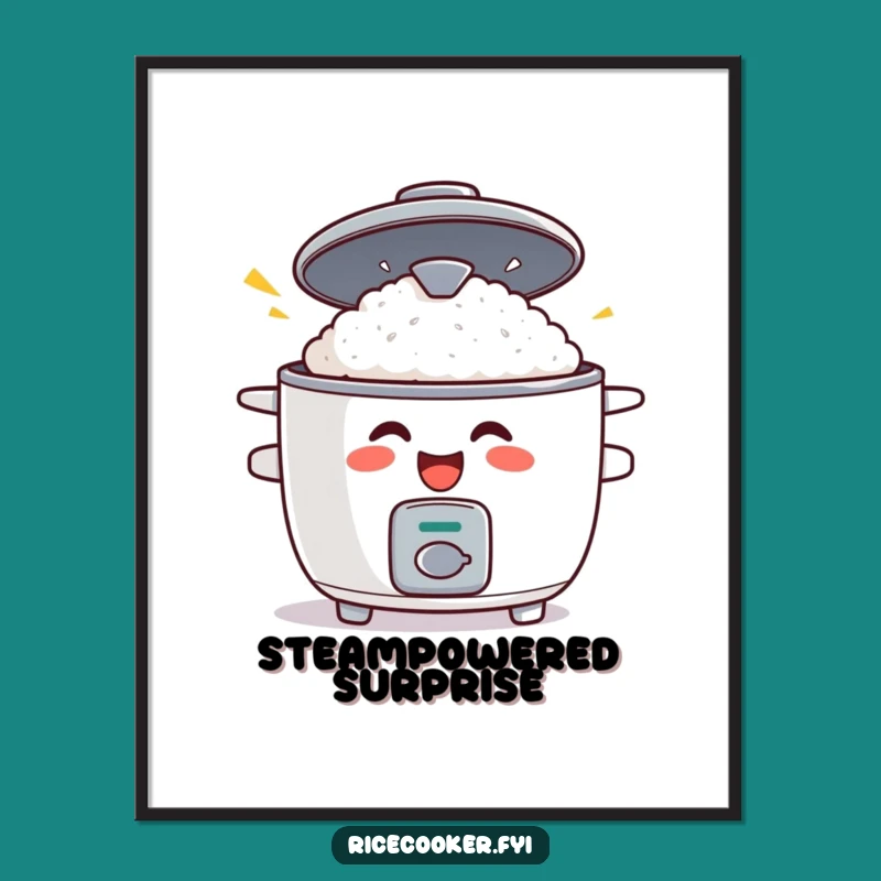 Funny Rice Cooker Surprise Poster: Hilarious Kitchen Wall Art for Food Fans