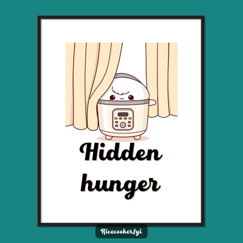 Funny Mischievous Rice Cooker Poster: Playful Kitchen Wall Art Gift