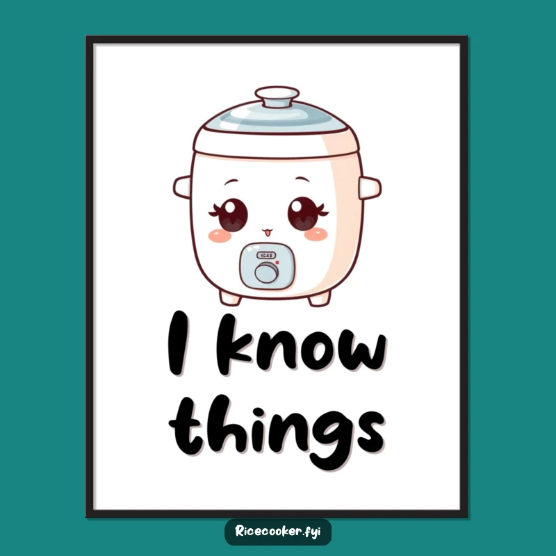 Funny Winking Rice Cooker Poster, Playful Wide-Eyed Wall Art, Humorous Kitchen Decor