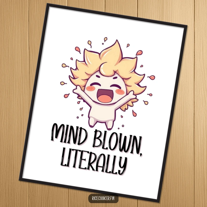 Funny poster art of a character bursting with excitement, steam swirling vigorously around its head, conveying pure exhilaration.