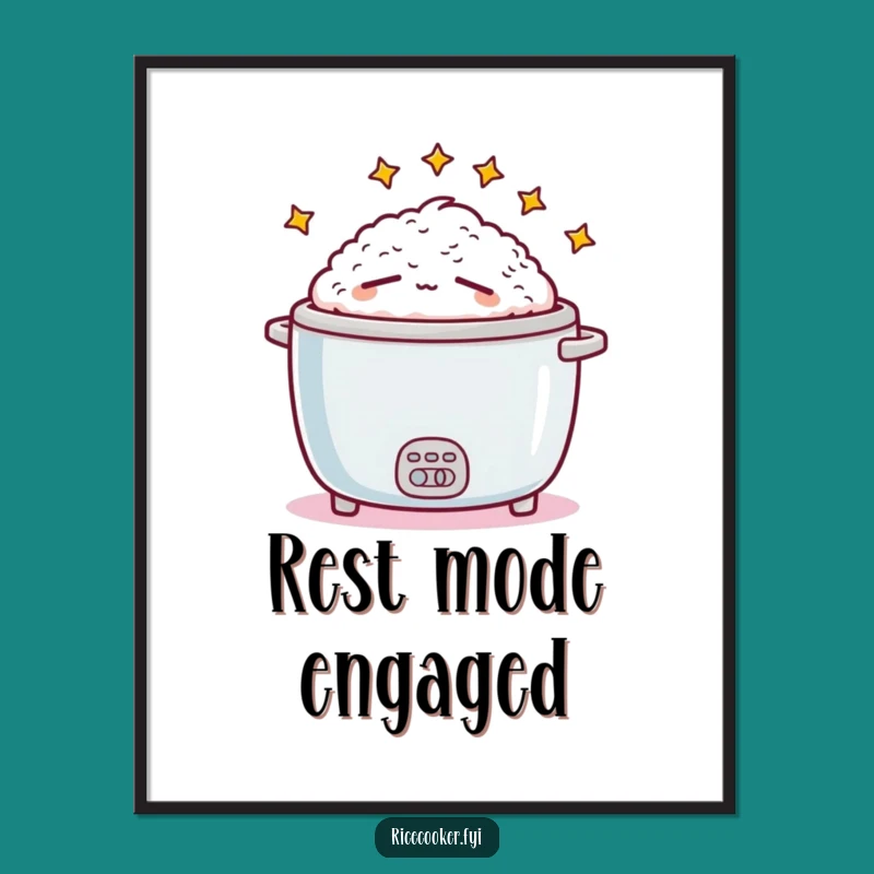 Funny Sleepy Rice Cooker Poster: Hilarious Wall Art for a Relaxed Vibe
