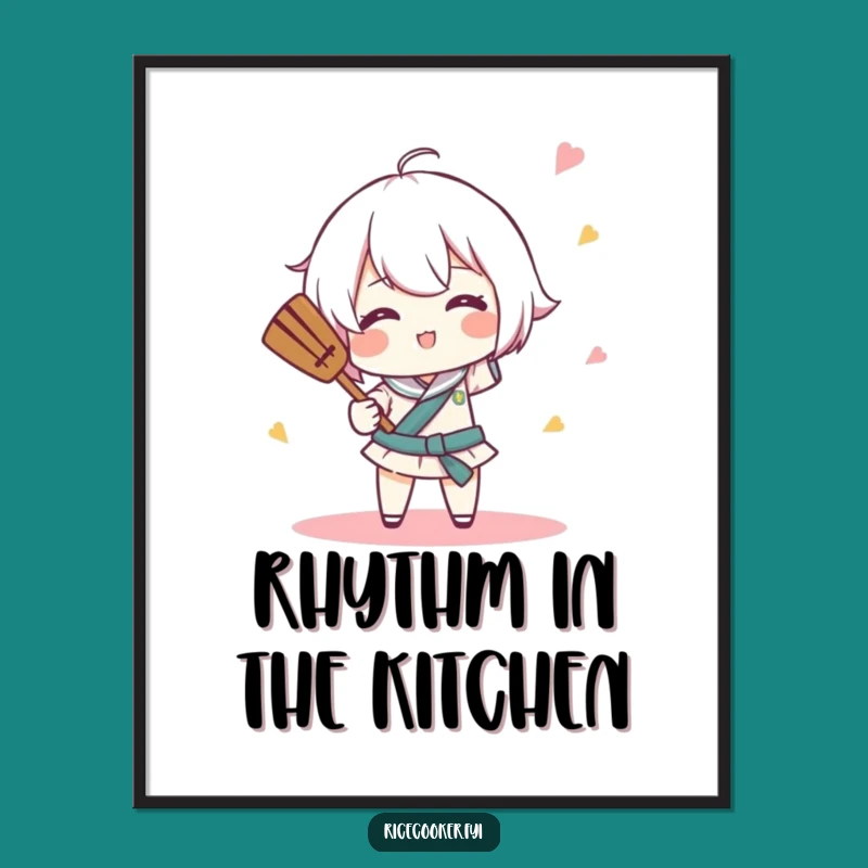 Funny Rice Paddle Art Print: Baton Twirling Chef Poster - Hilarious Decor Gift