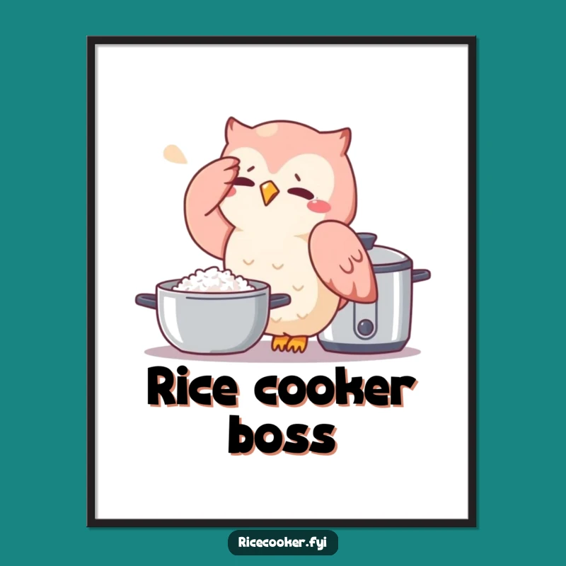 Funny Owl Rice Cooker Poster: Hilarious Kitchen Art for Home Decor Lovers
