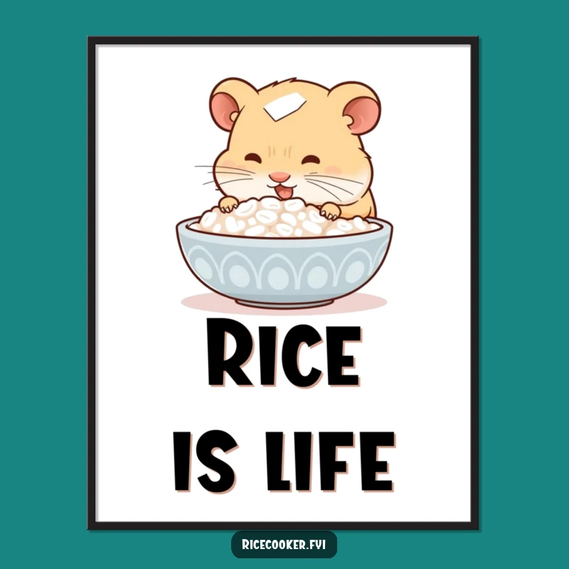 Funny Hamster Rice Delight Poster: Bring Culinary Joy to Your Walls!