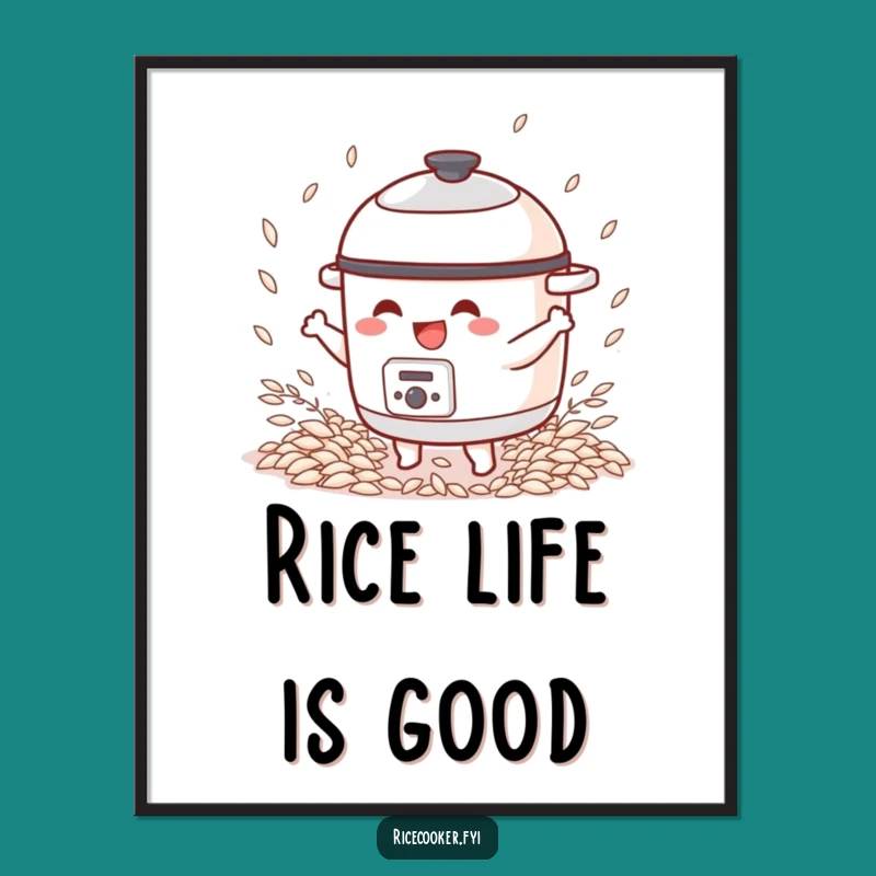 Funny Dancing Rice Cooker Poster, Joyful Grain Dance Wall Art, Humorous Kitchen Decor Gift