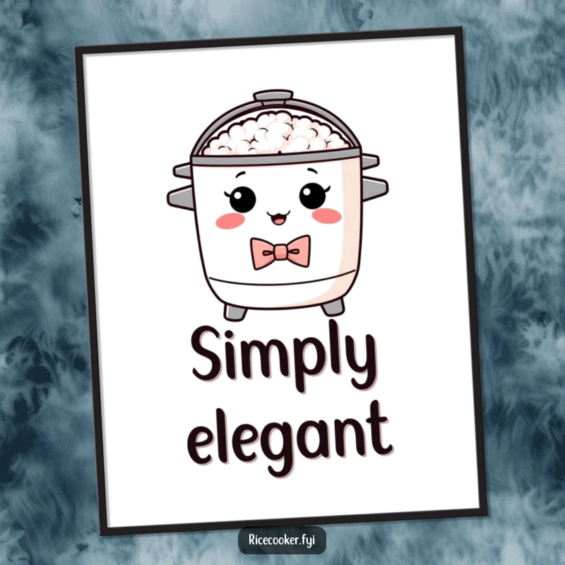 Funny poster art of a proud rice cooker wearing a bow tie, looking very dapper. Ideal funny gift for elegant decor.