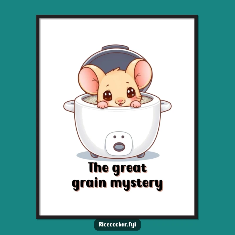 Funny Mouse Rice Cooker Poster: Whimsical Kitchen Art, Perfect Funny Gift