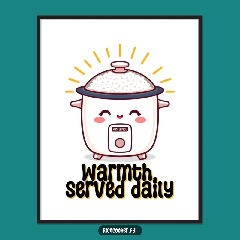 Funny Smiley Rice Cooker Poster - Warm Energy Decor, Humorous Wall Art Gift