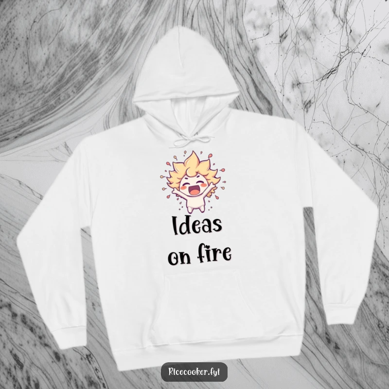Funny hoodie depicting a character overflowing with excitement, steam swirling dramatically around its head, symbolizing high energy.