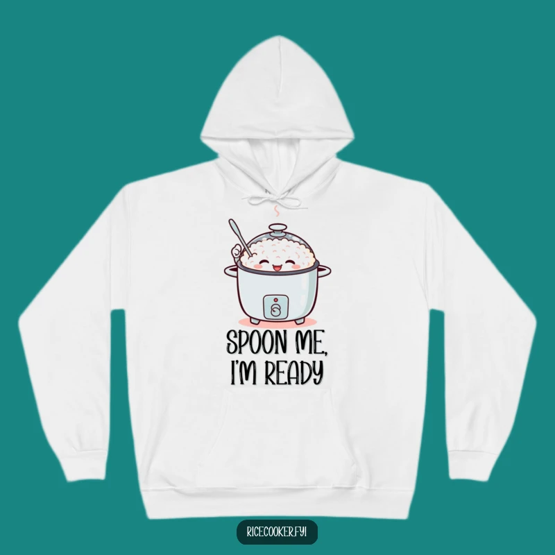 Funny Waving Rice Cooker Hoodie, Cozy Spoon Wave Sweatshirt, Humorous Casual Wear