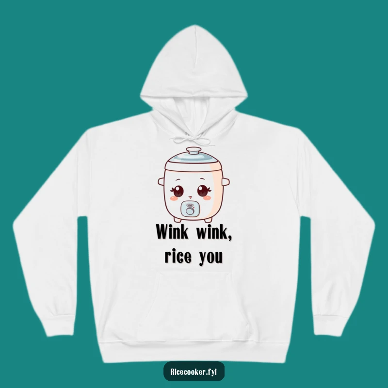 Funny Winking Rice Cooker Hoodie, Cozy Wide-Eyed Sweatshirt, Humorous Casual Gift