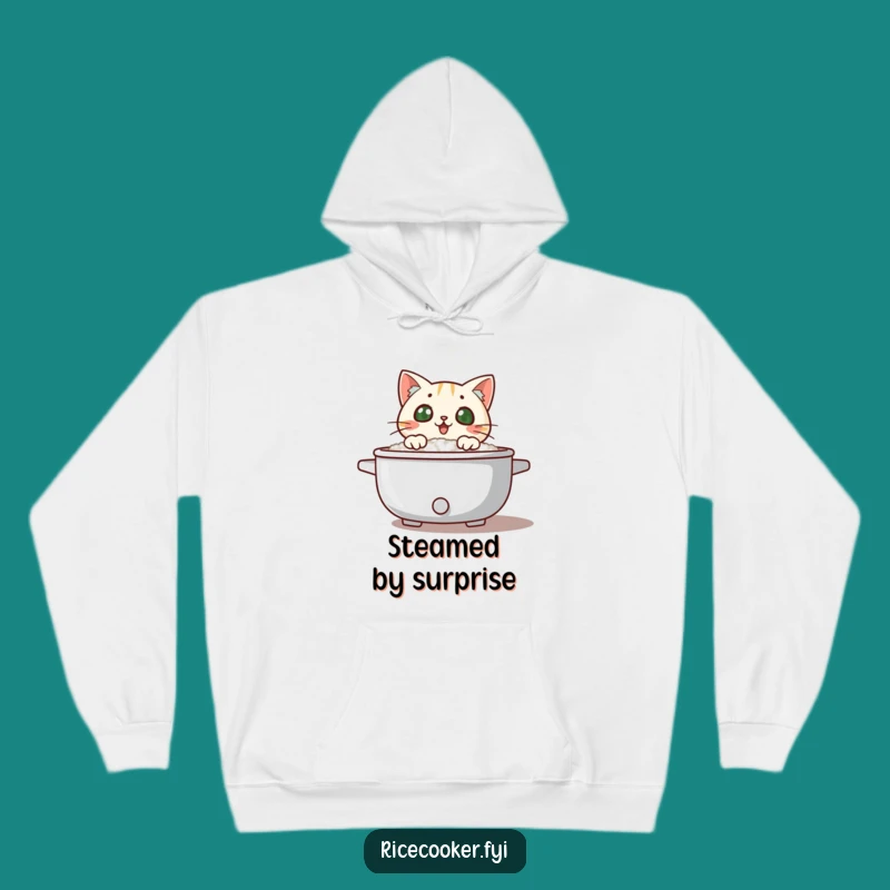 Funny Surprised Cat Rice Cooker Hoodie - Cozy and Hilarious Pet Owner Apparel