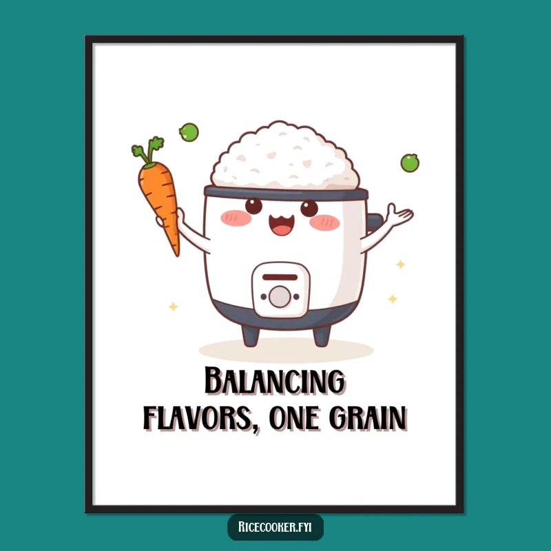 Free Printable Rice Cooker Wall Art: Juggling Veggies Downloadable Decor