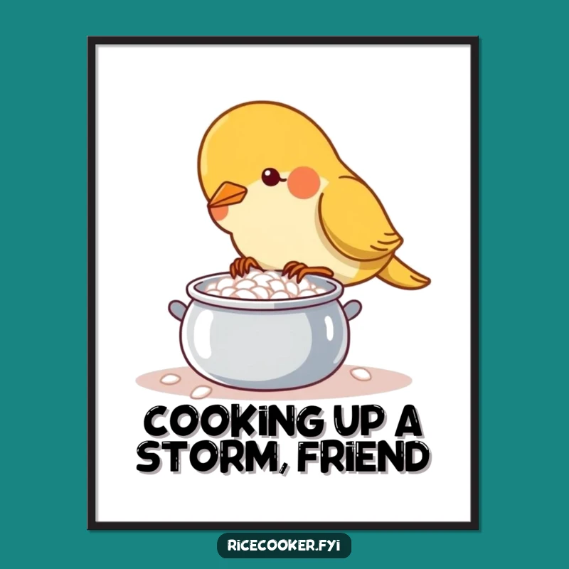 Free Printable Wall Art: Determined Bird Rice Pot Funny Decor Downloadable