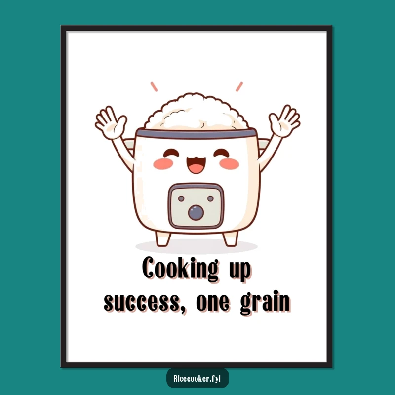 Free Printable Wall Art: Cheerful Rice Cooker, Funny Downloadable Decor for Kitchen