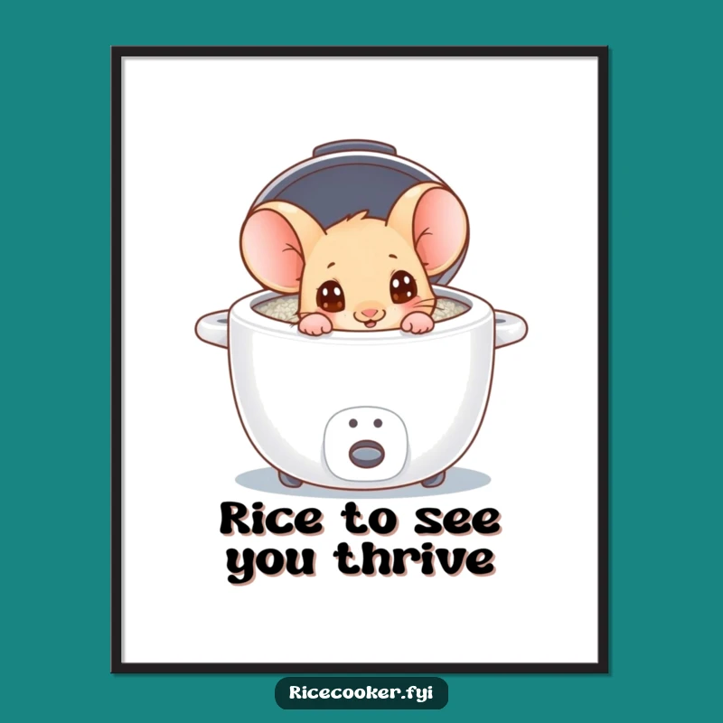 Free Printable Wall Art: Curious Mouse Rice Cooker Funny Decor Downloadable