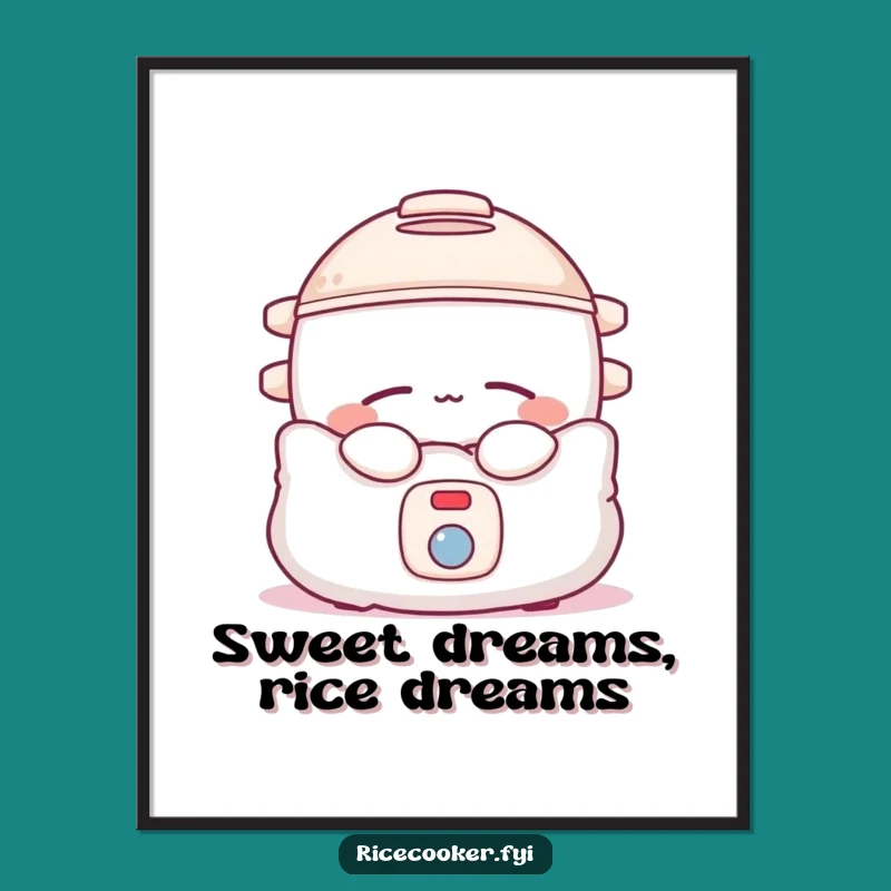 Free Printable Wall Art: Sleepy Rice Cooker, Funny Downloadable Cozy Decor Gift