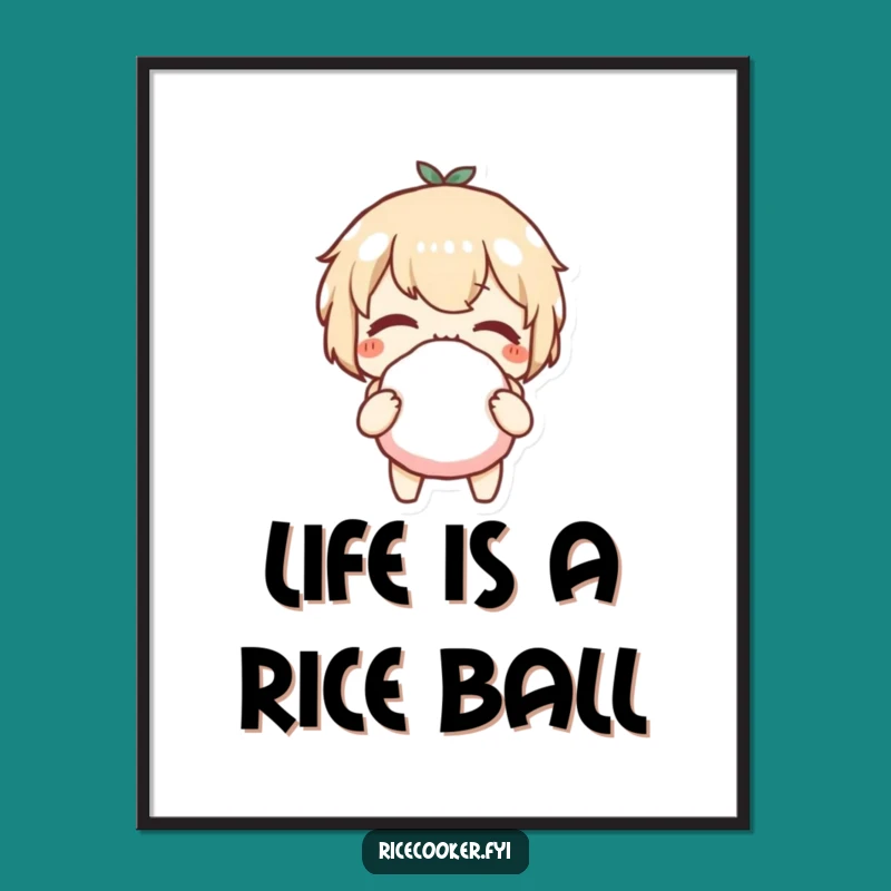 Funny Free Printable Wall Art: Winking Rice Ball Character - Downloadable Art