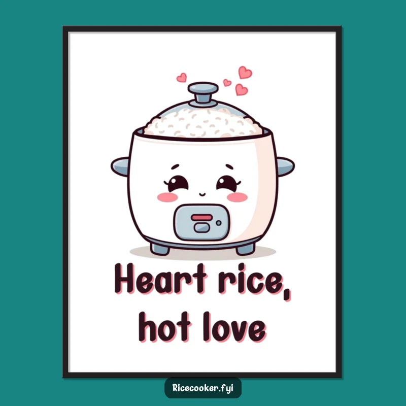 Free Printable Wall Art: Smiling Rice Cooker Hearts, Funny Downloadable Decor Gift