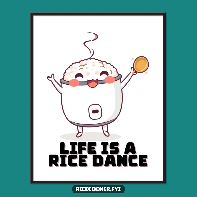 Free Printable Wall Art: Dancing Rice Cooker & Ladle - Funny Downloadable Decor!