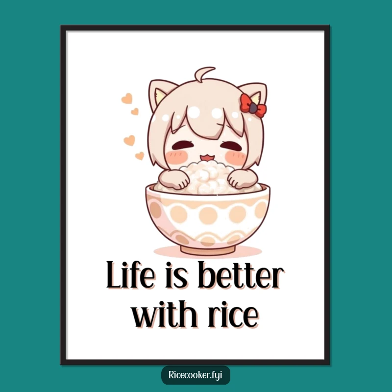Funny Free Printable Wall Art: Contented Rice Lover - Downloadable Home Decor
