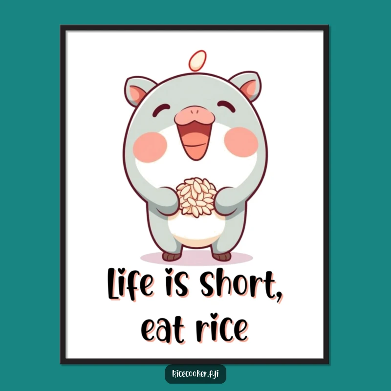Funny Free Printable Wall Art: Playful Rice Character Grin, Downloadable Quirky Decor