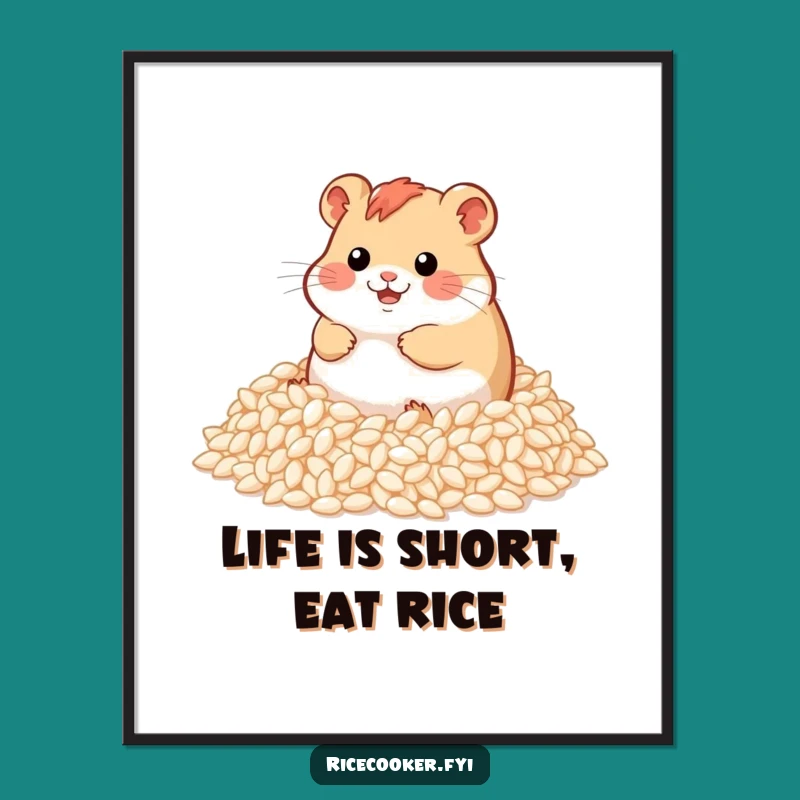 Funny Free Printable Wall Art: Hamster Rolling in Rice, Hilarious Downloadable Decor Gift