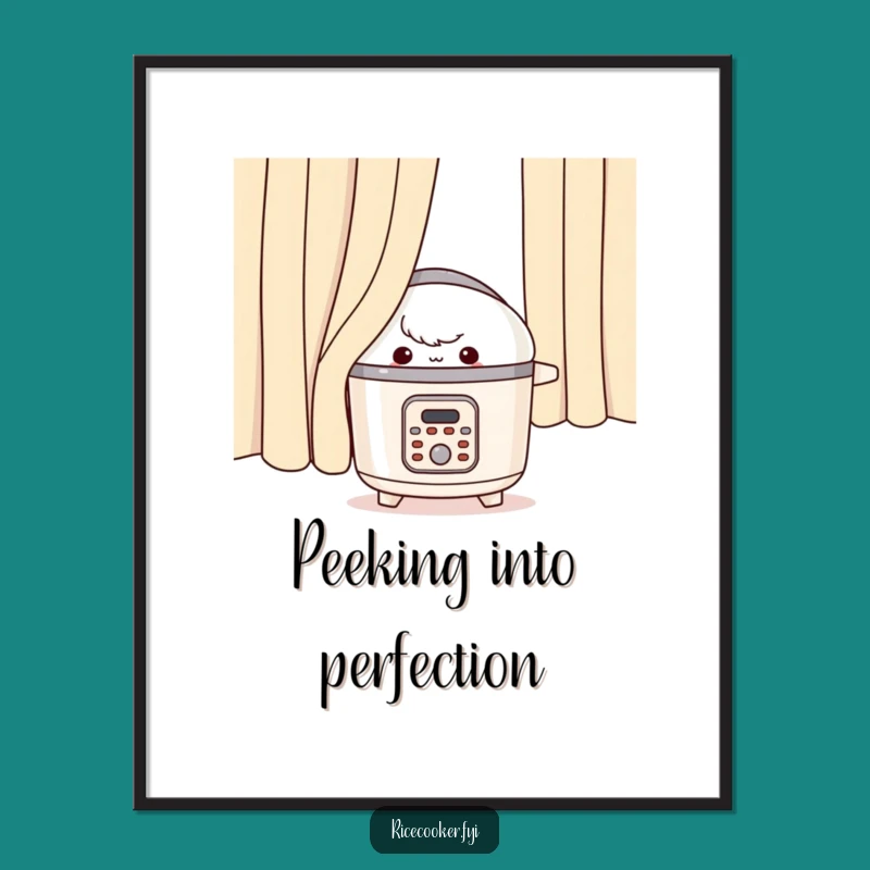 Funny Free Printable Rice Cooker Wall Art: Mischievous Peek Downloadable Decor