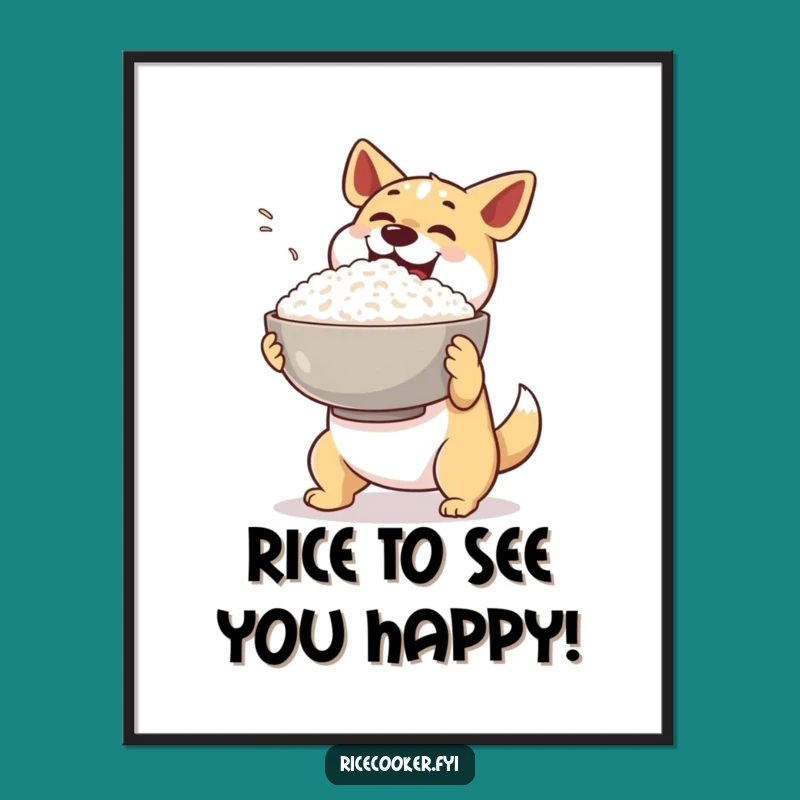 Funny Free Printable Wall Art: Dog's Rice Delight - Downloadable Art
