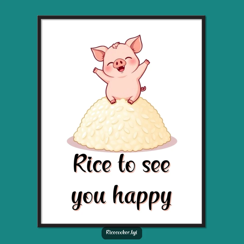 Funny Free Printable Wall Art: Giggling Pig Rice Dance - Downloadable Art!