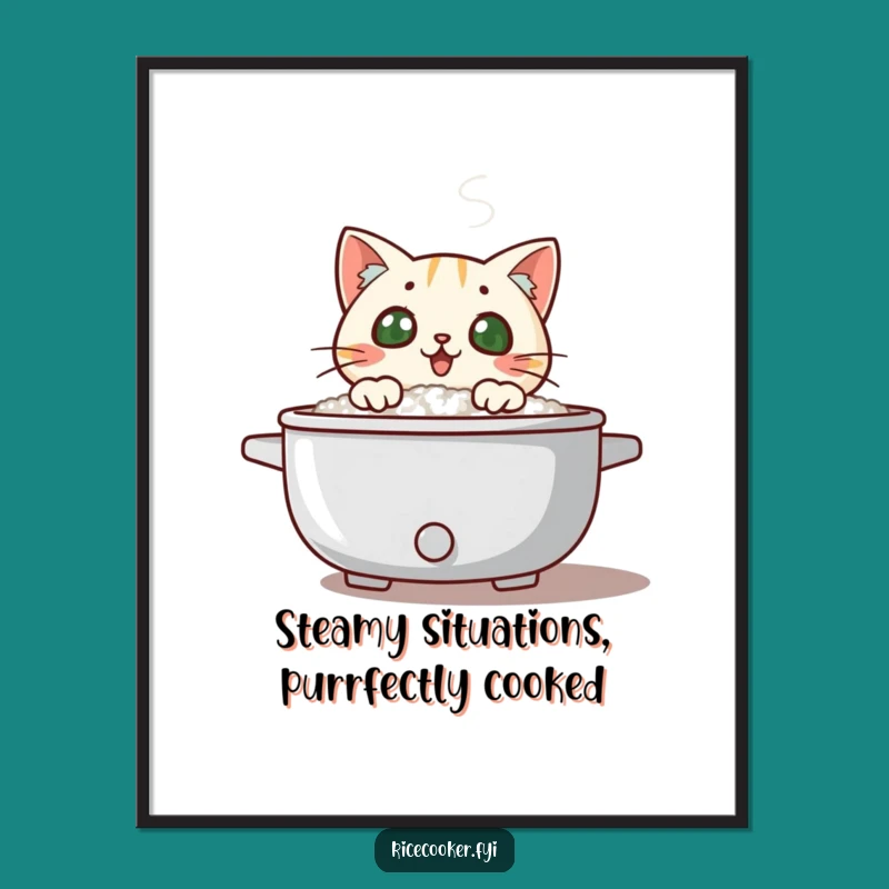 Free Printable Funny Cat Rice Cooker Art - Hilarious Downloadable Wall Decor