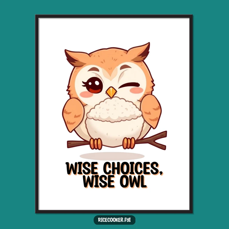 Winking Owl Rice Ball Art: Free Printable Humorous Wall Decor