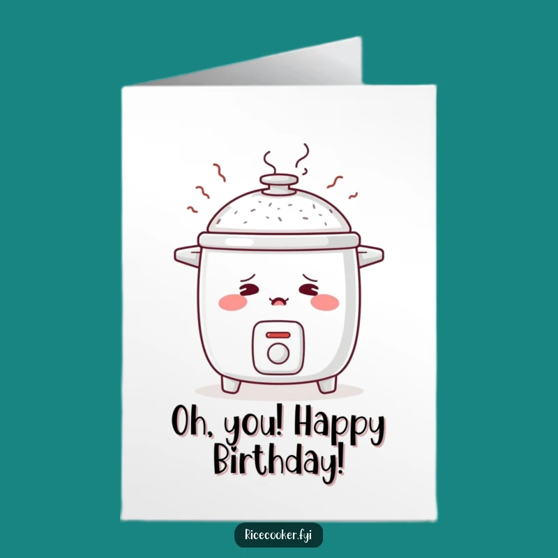 Free Printable Birthday Card: Blushing Rice Cooker - Downloadable Gift