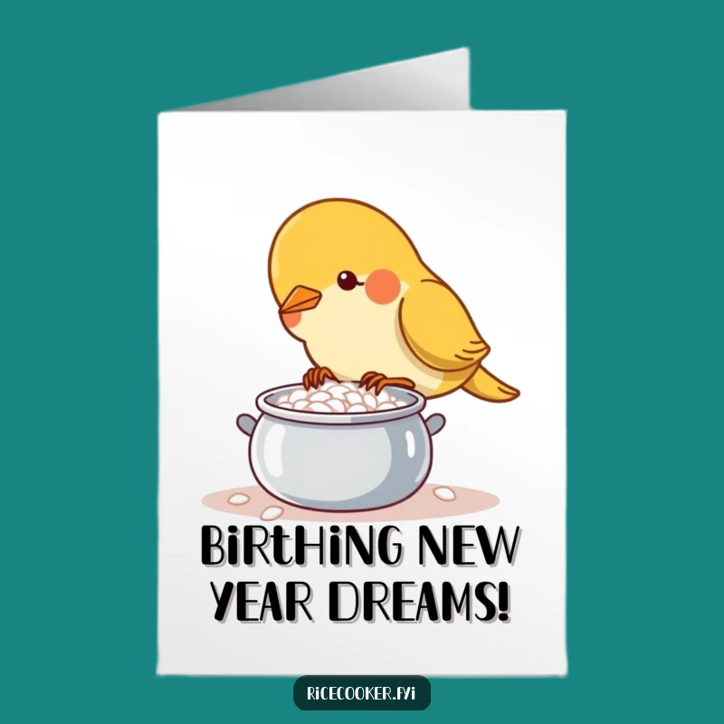 Free Printable Birthday Card: Determined Bird Rice Pot Funny Downloadable Gift